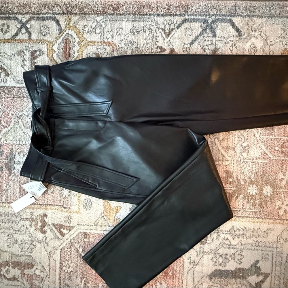Babaton Belted Vegan Leather Pants